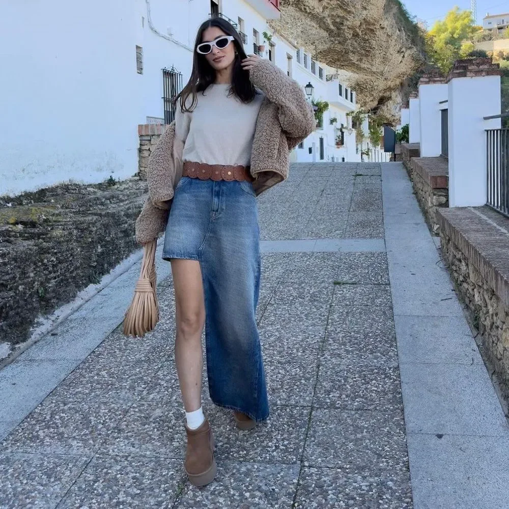 ZARA Z1975 ASYMMETRIC DENIM SKIRT